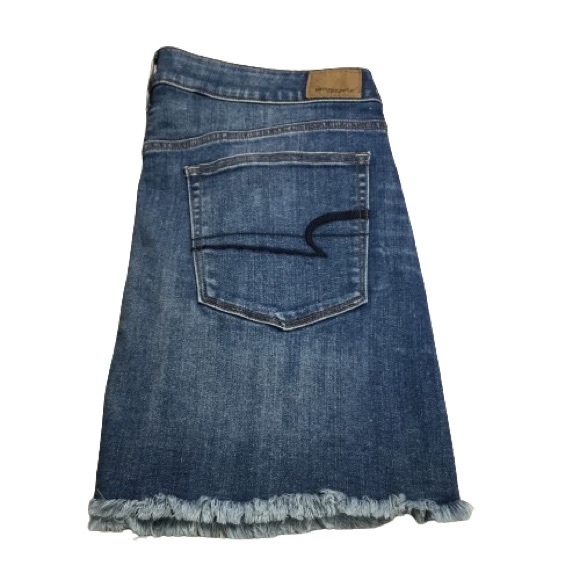 American Eagle Outfitters Denim Skirt Super Stretch X Frayed Hem Size 12 - Picture 4 of 6